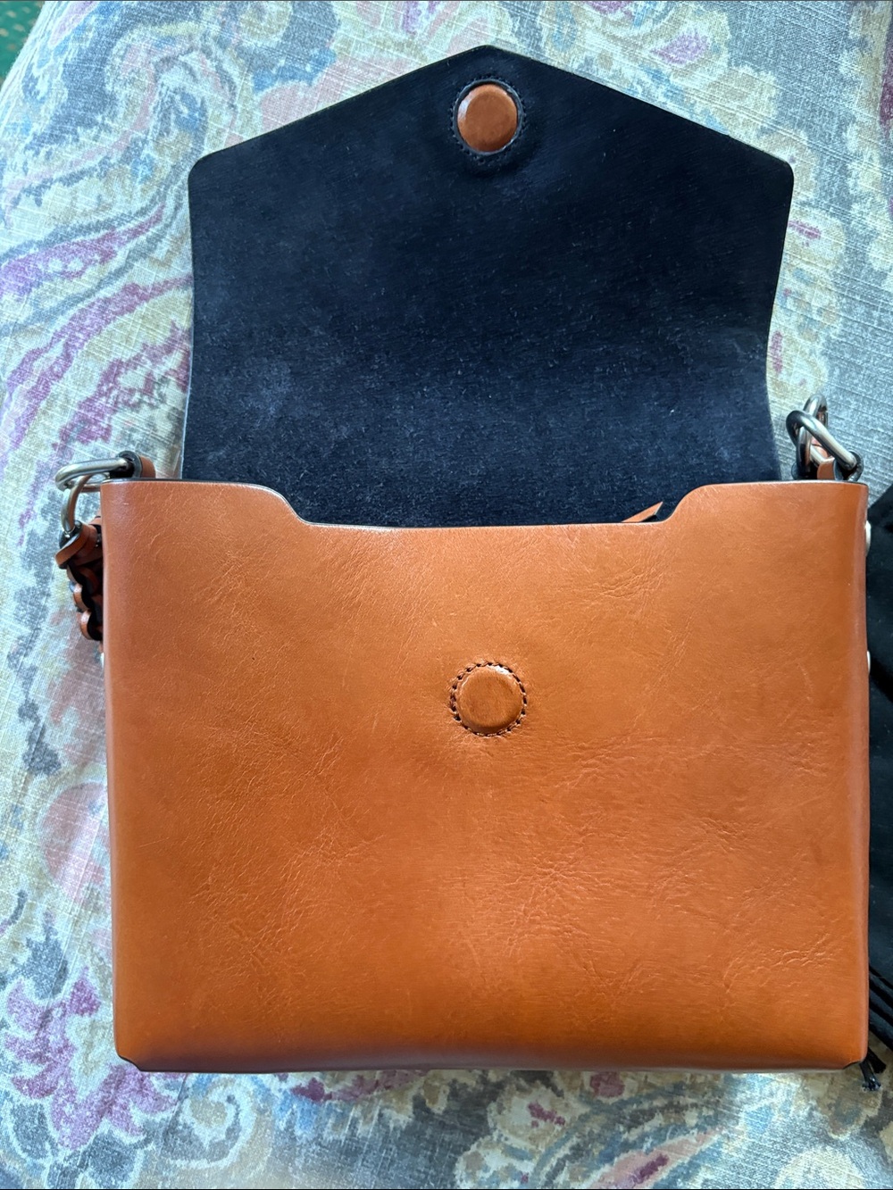 rag & bone Cognac Leather Crossbody Envelope Bag with Braided Strap - Picture 5 of 7